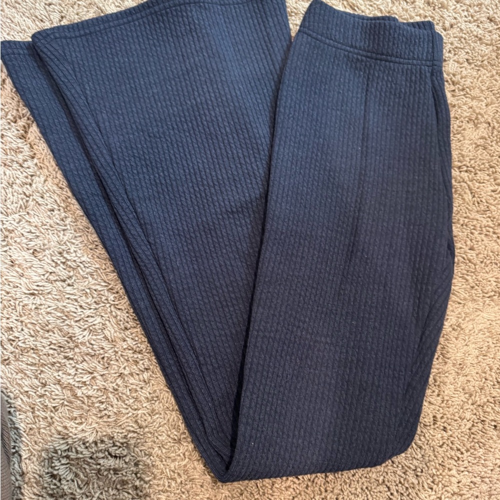 Navy Blue Textured Pants